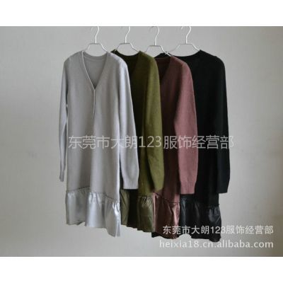 【供應(yīng)2014秋季韓版毛織兔毛連衣裙氣質(zhì)高檔花邊交叉V領(lǐng)連衣裙】價格_廠家 - 中國供應(yīng)商