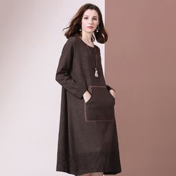 法米姿 秋冬新款毛織連衣裙中長款圓領(lǐng)打底衫99345
