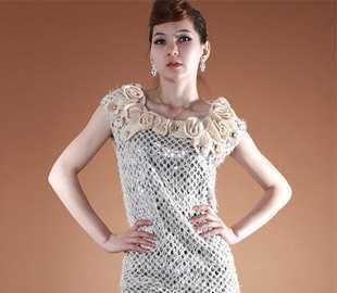 韓國精品手工勾花淺毛織背心裙